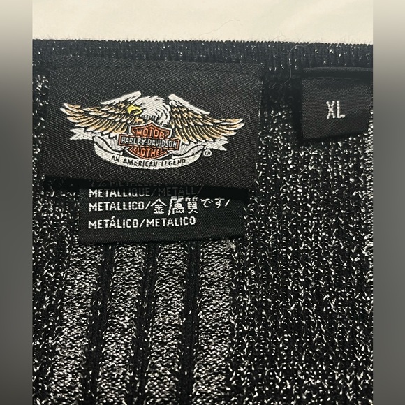 Harley-Davidson Women”s  Black & Silver Metallic LS Stretch Top Blouse Size XL - Picture 6 of 12